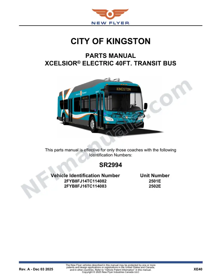 SR2994 Parts Manual, City of Kingston first-page preview