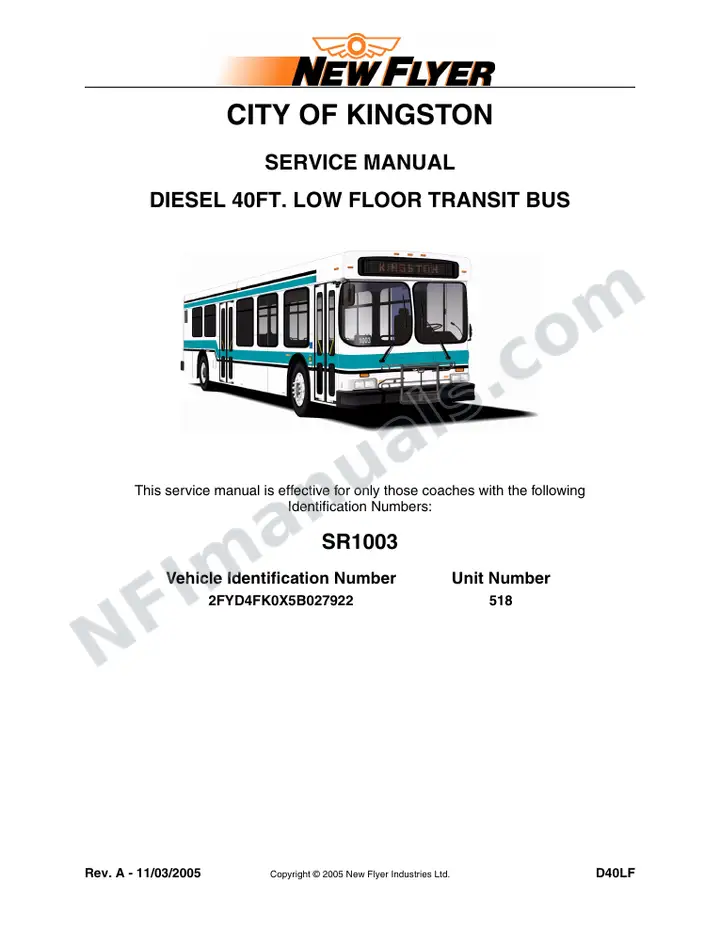 SR1003 Service Manual, City of Kingston first-page preview