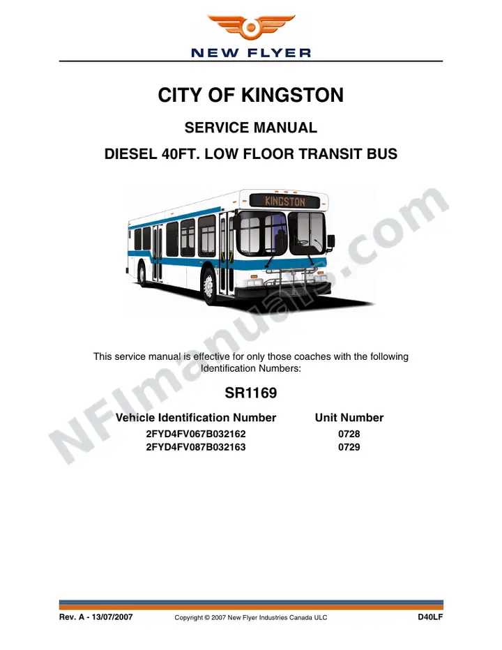 SR1169 Service Manual, City of Kingston first-page preview