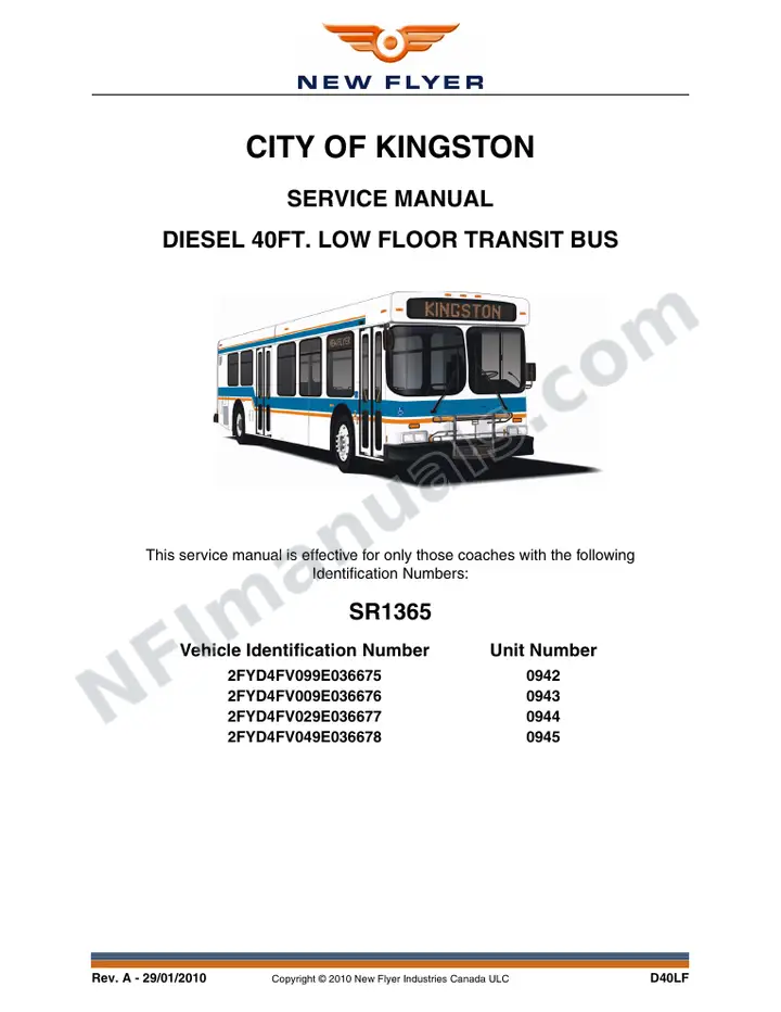 SR1365 Service Manual, City of Kingston first-page preview