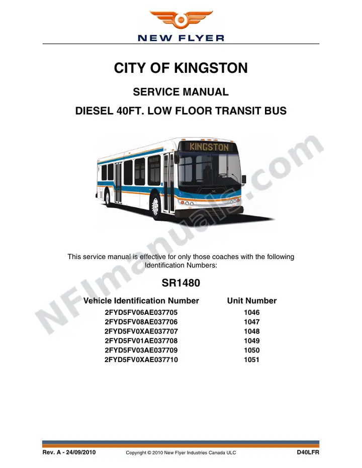 SR1480 Service Manual, City of Kingston first-page preview