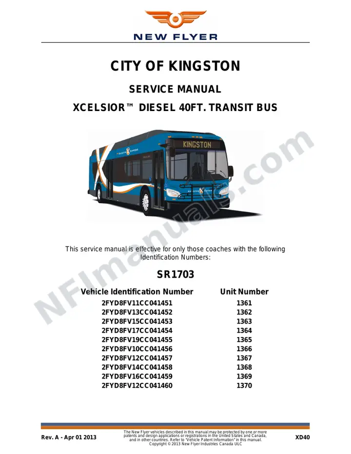 SR1703 Service Manual, City of Kingston first-page preview
