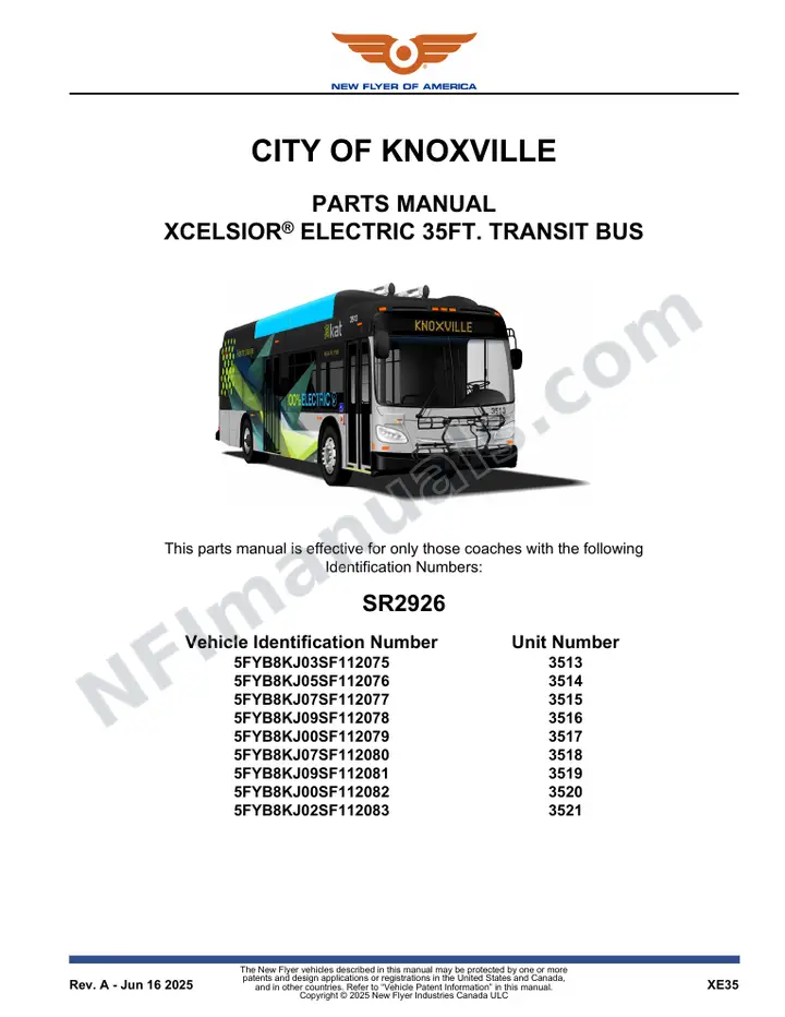 SR2926 Parts Manual, City of Knoxville first-page preview