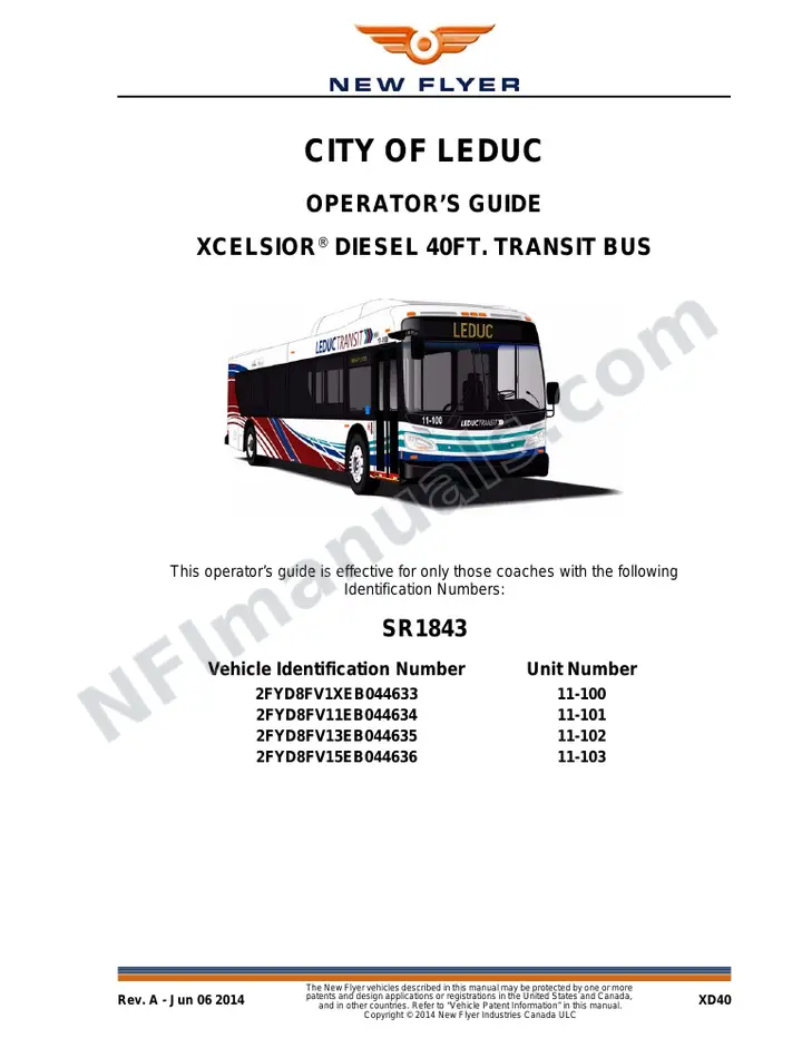 New Flyer XD40 Manual Package - City of Leduc included manual preview