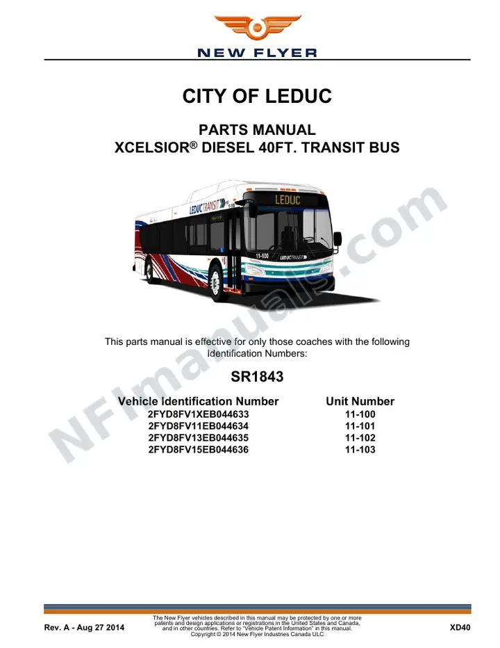 SR1843 Parts Manual, City of Leduc first-page preview