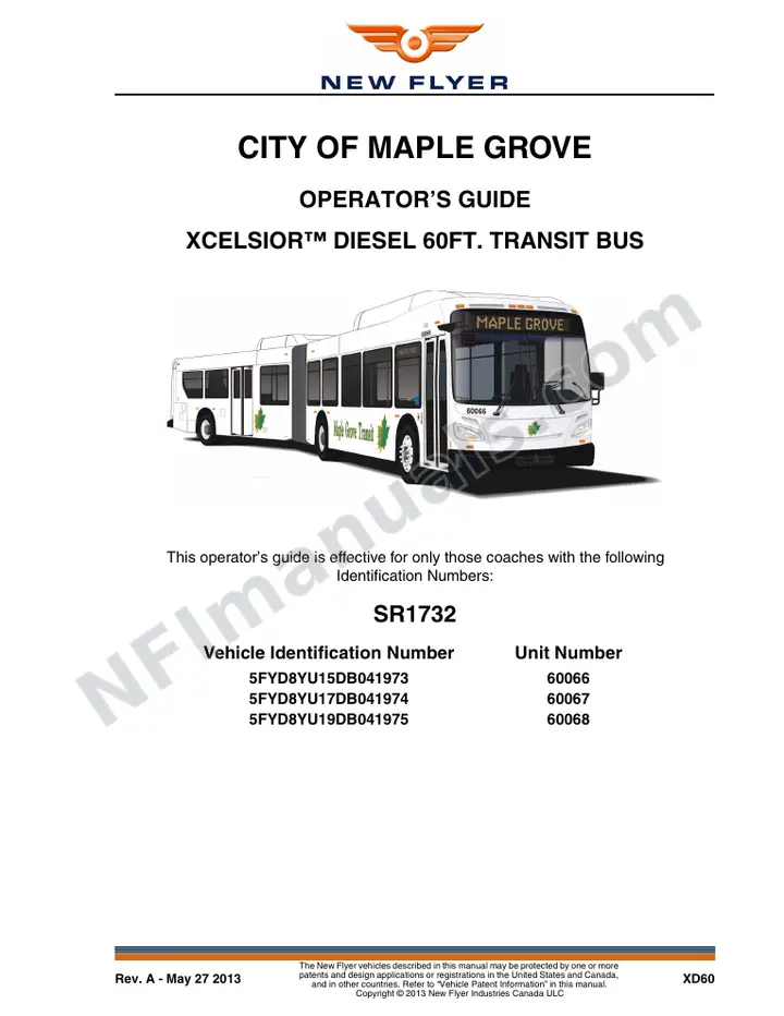 New Flyer XD60 Manual Package - City of Maple Grove included manual preview