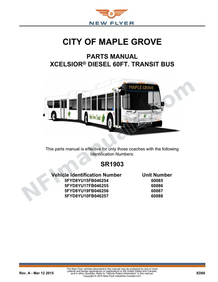 SR1903 Parts Manual, City of Maple Grove first-page preview