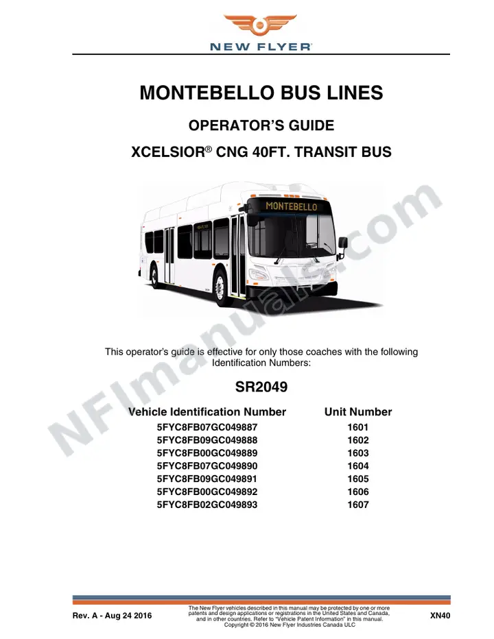 SR2049 Operator's Guide, Montebello Bus Lines first-page preview