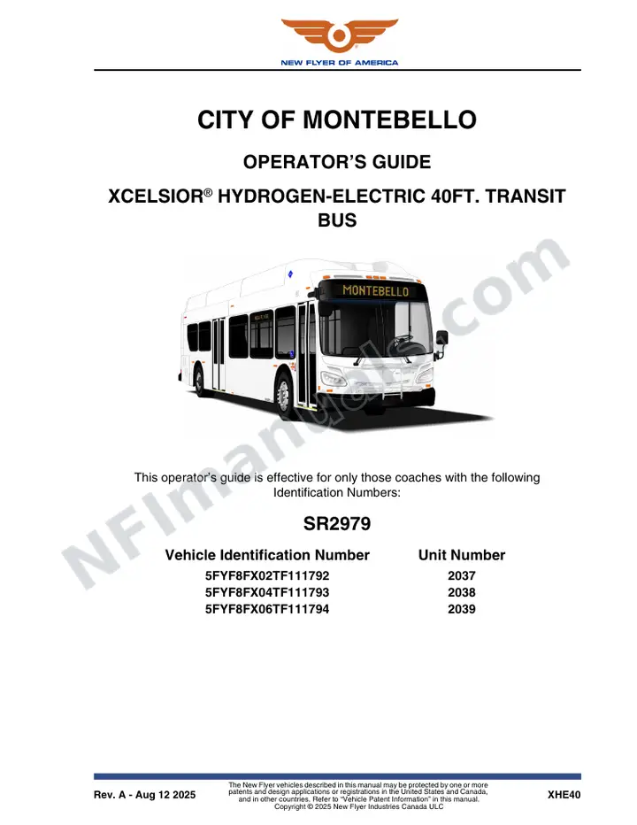 New Flyer XHE40 Manual Package - City of Montebello included manual preview