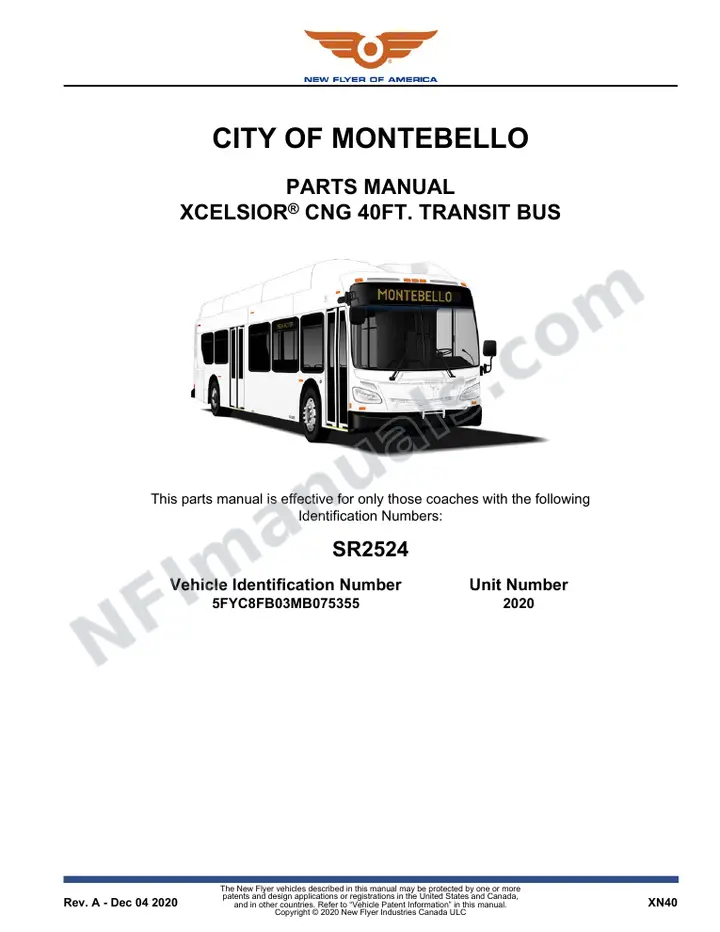 SR2524 Parts Manual, City of Montebello first-page preview