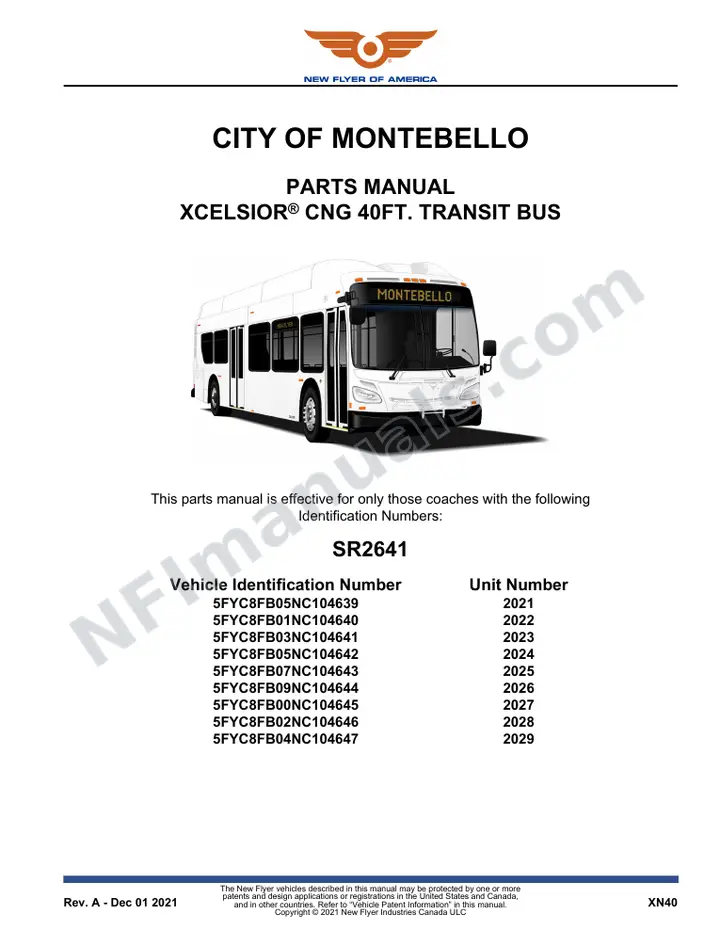 SR2641 Parts Manual, City of Montebello first-page preview