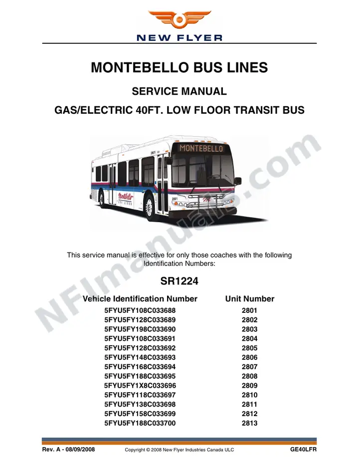 SR1224 Service Manual, Montebello Bus Lines first-page preview