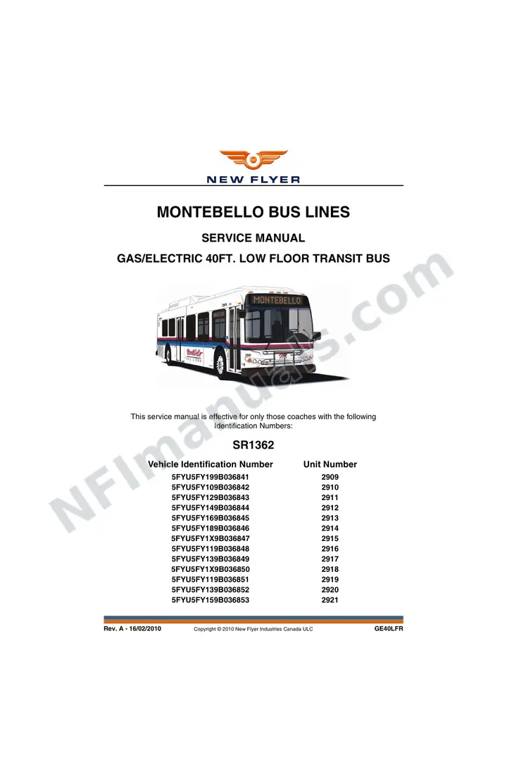 SR1362 Service Manual, Montebello Bus Lines first-page preview