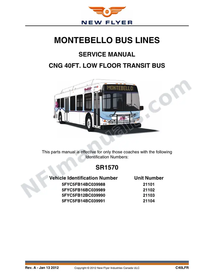 SR1570 Service Manual, Montebello Bus Lines first-page preview