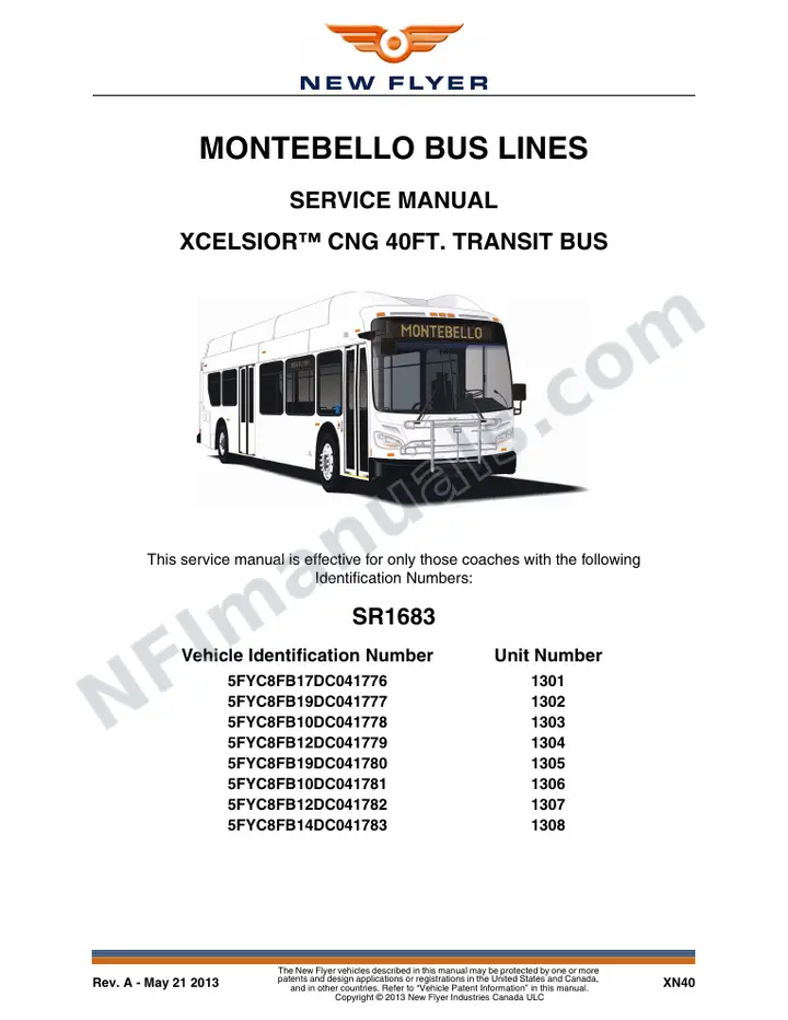 SR1683 Service Manual, Montebello Bus Lines first-page preview