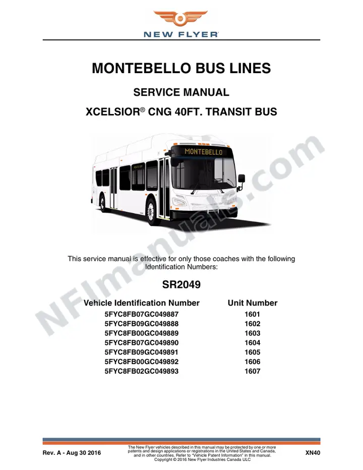 SR2049 Service Manual, Montebello Bus Lines first-page preview