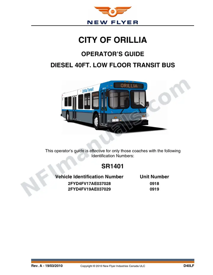 SR1401 Operator's Guide, City of Orillia first-page preview