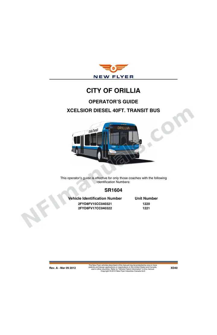 New Flyer XD40 Manual Package - City of Orillia included manual preview