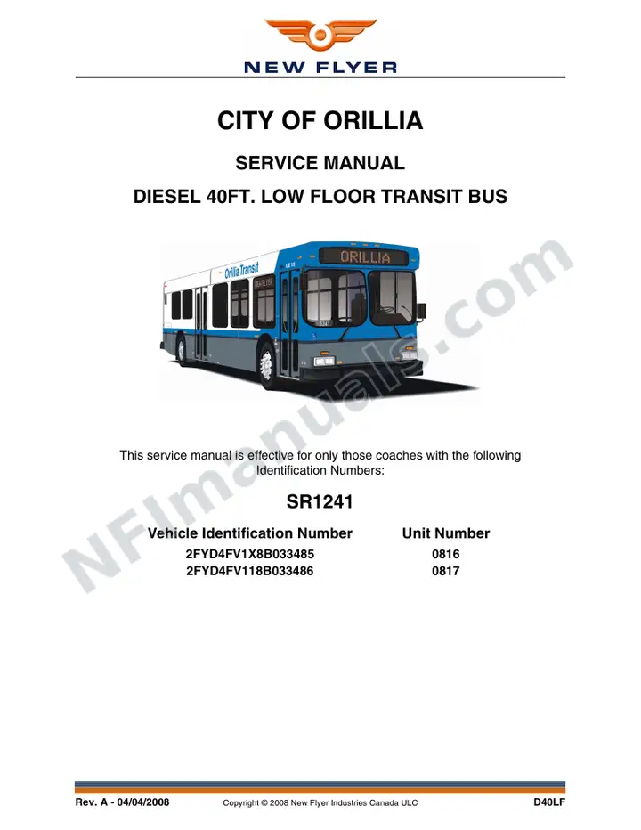 SR1241 Service Manual, City of Orillia first-page preview