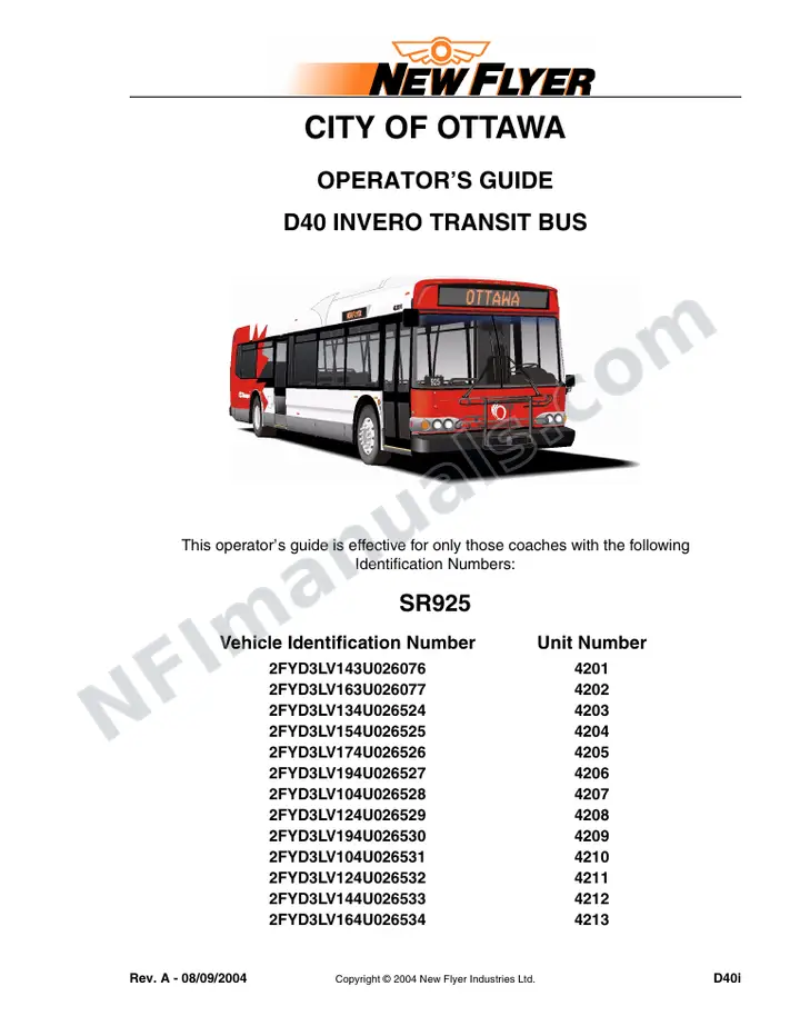 SR925 Operator's Guide, City of Ottawa first-page preview