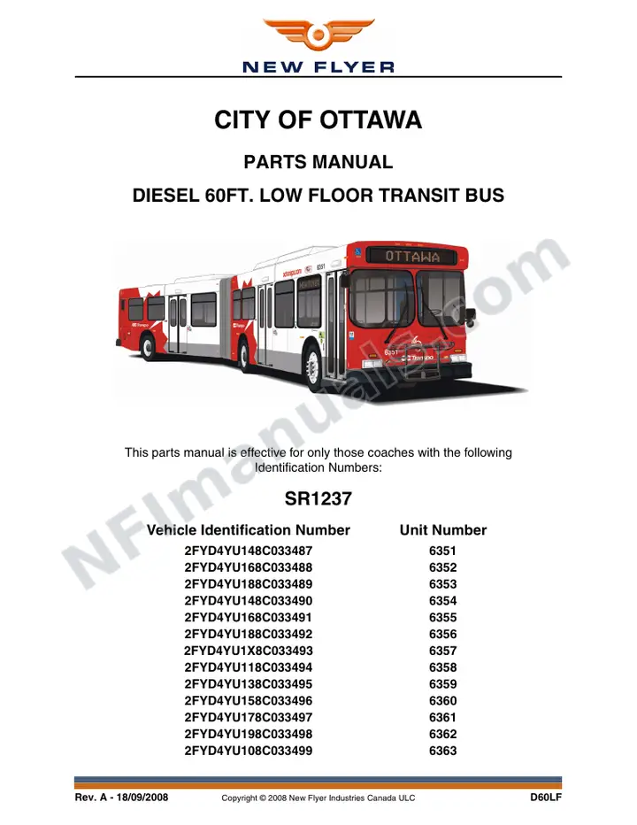 SR1237 Parts Manual, City of Ottawa first-page preview