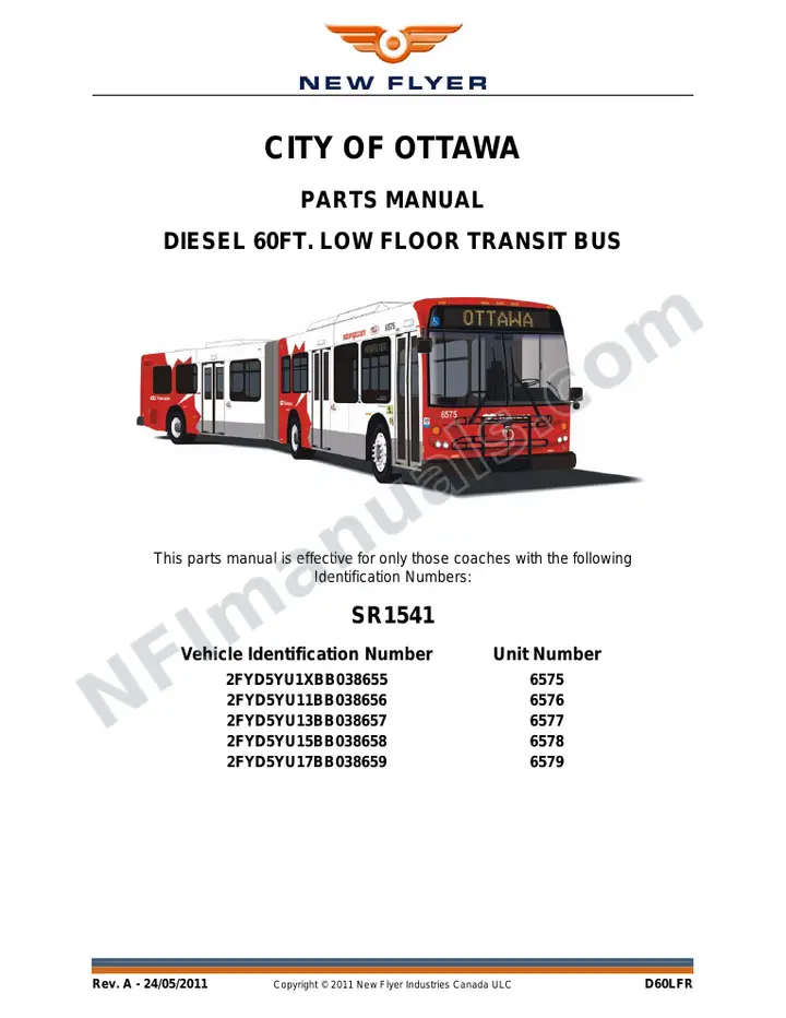 SR1541 Parts Manual, City of Ottawa first-page preview