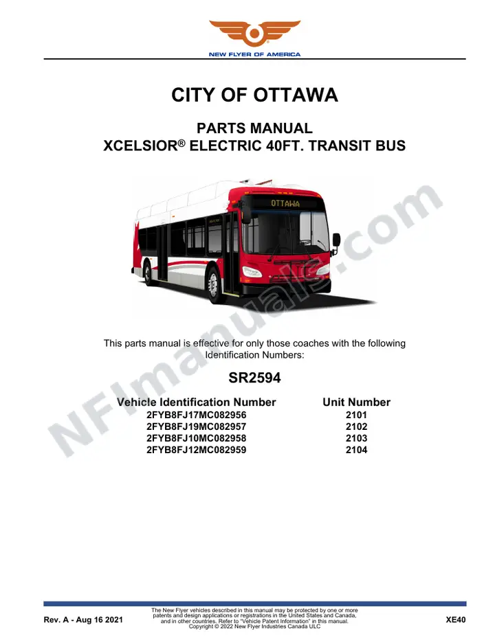 SR2594 Parts Manual, City of Ottawa first-page preview