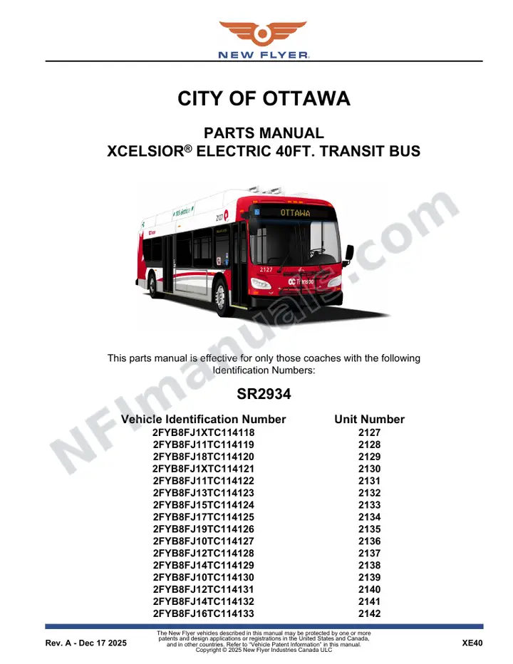SR2934 Parts Manual, City of Ottawa first-page preview