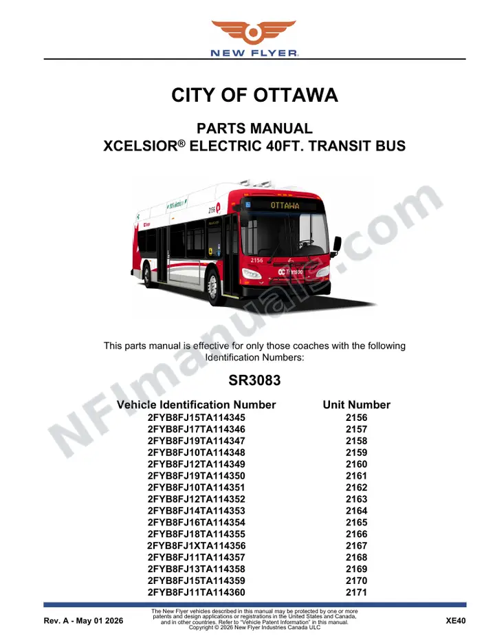 SR3083 Parts Manual, City of Ottawa first-page preview