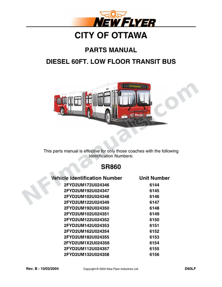 SR860 Parts Manual, City of Ottawa first-page preview