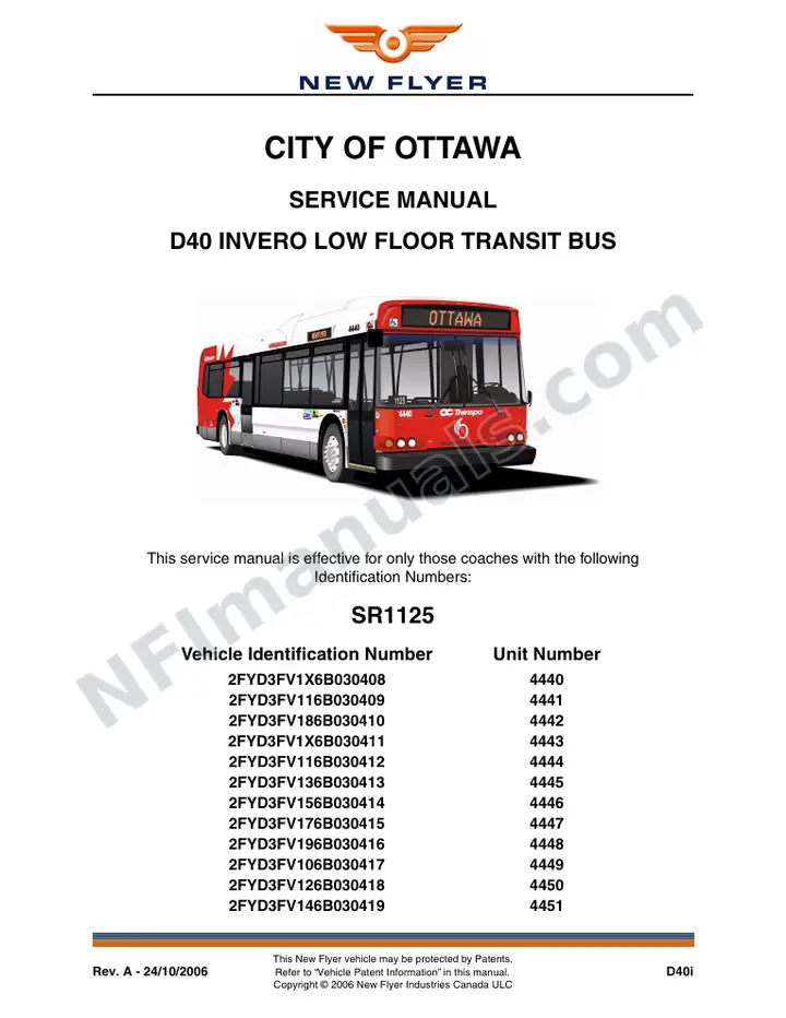 SR1125 Service Manual, City of Ottawa first-page preview