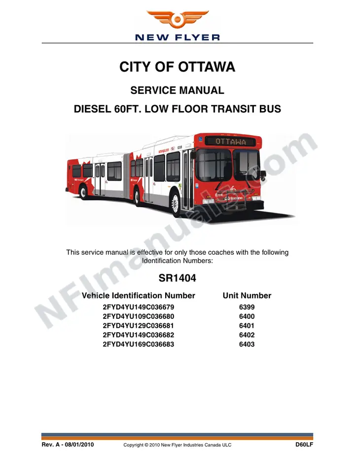 SR1404 Service Manual, City of Ottawa first-page preview