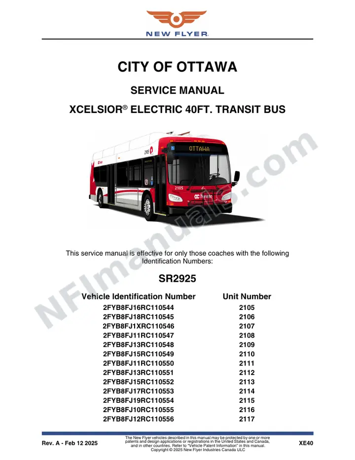SR2925 Service Manual, City of Ottawa first-page preview