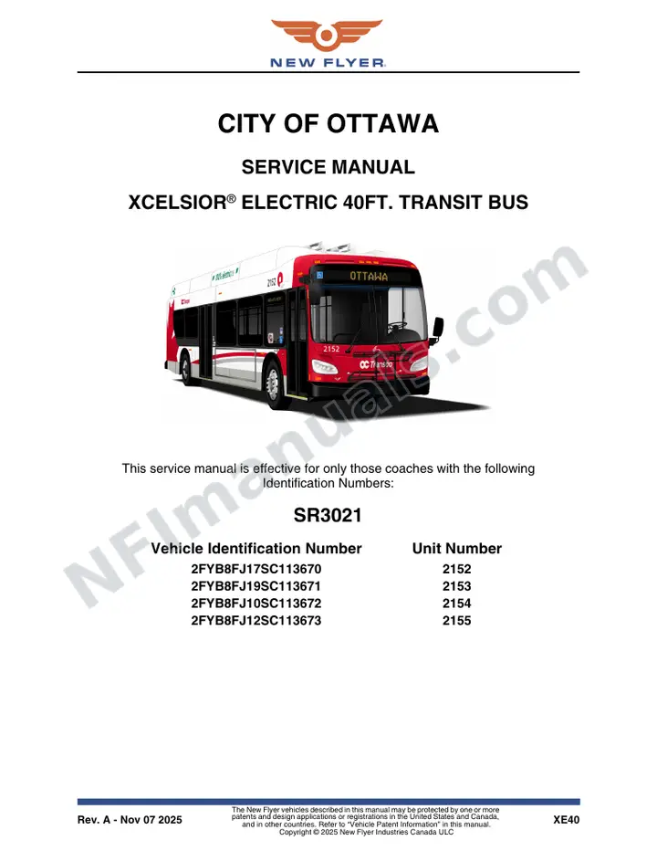 SR3021 Service Manual, City of Ottawa first-page preview