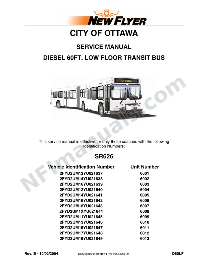 SR626 Service Manual, City of Ottawa first-page preview