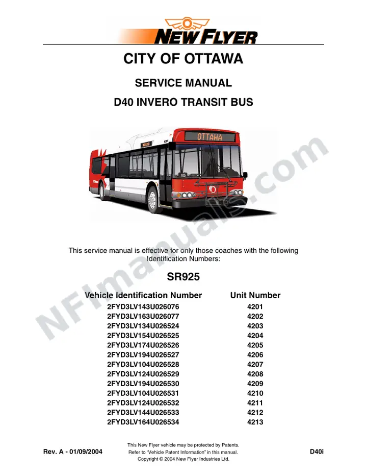 SR925 Service Manual, City of Ottawa first-page preview
