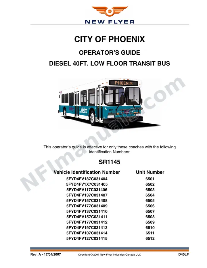 SR1145_1181 Operator's Guide, City of Phoenix first-page preview