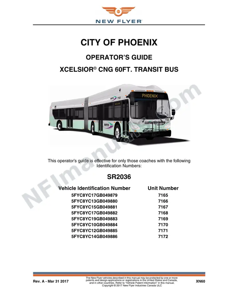 New Flyer XN60 Manual Package - City of Phoenix included manual preview