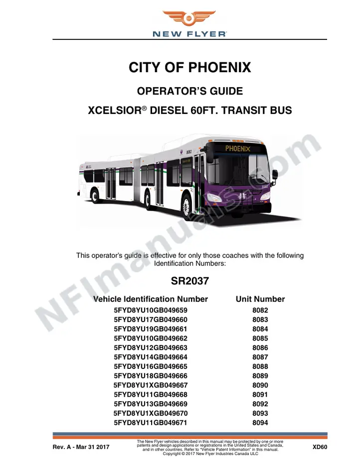 New Flyer XD60 Manual Package - City of Phoenix included manual preview