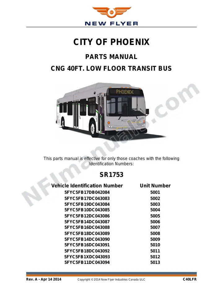 SR1753 Parts Manual, City of Phoenix first-page preview