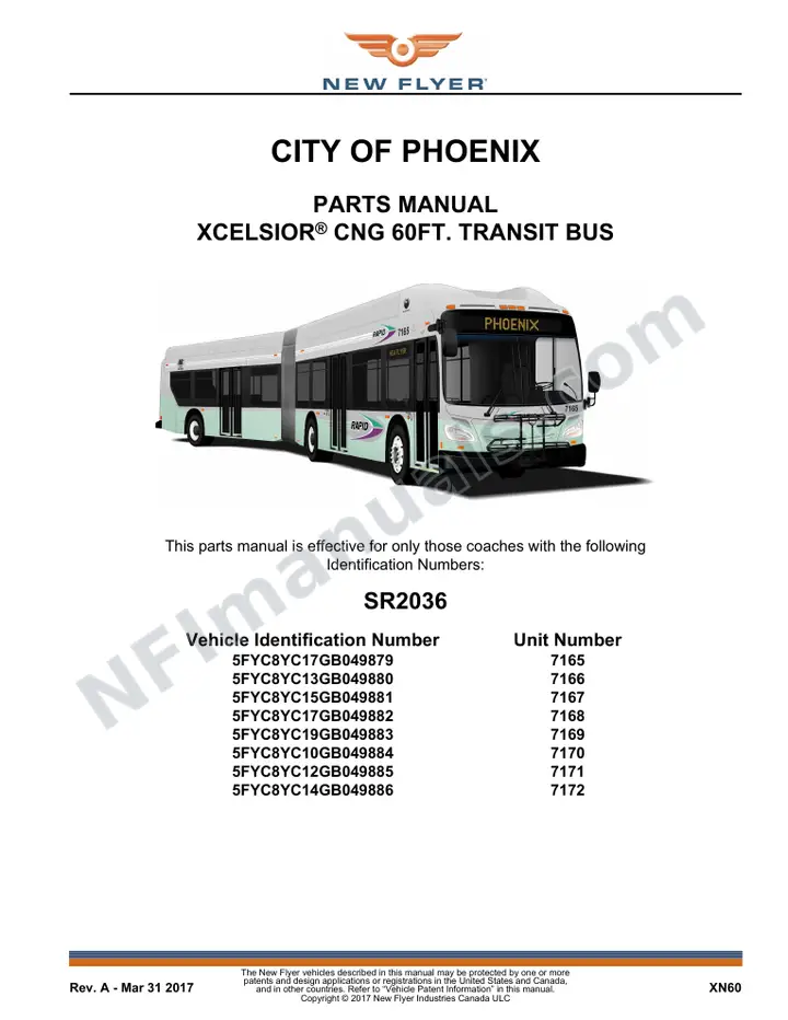 SR2036 Parts Manual, City of Phoenix first-page preview