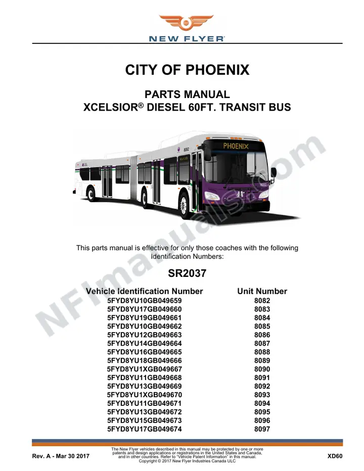 SR2037 Parts Manual, City of Phoenix first-page preview