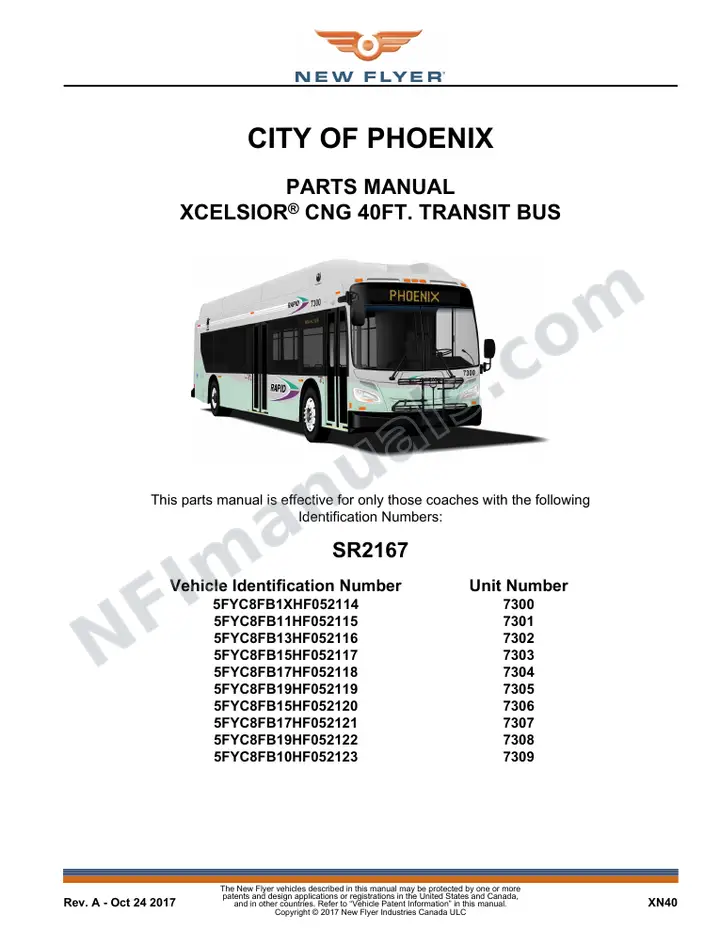 SR2167 Parts Manual, City of Phoenix first-page preview