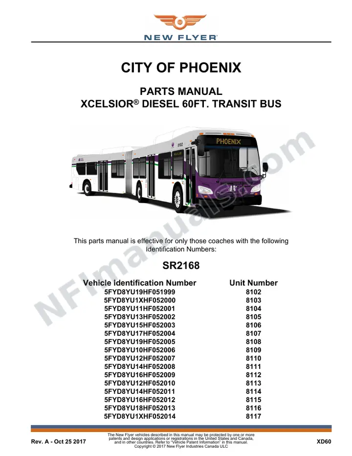 SR2168 Parts Manual, City of Phoenix first-page preview