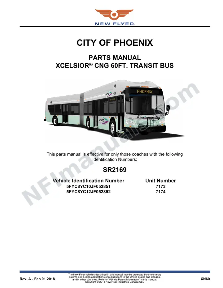 SR2169 Parts Manual, City of Phoenix first-page preview