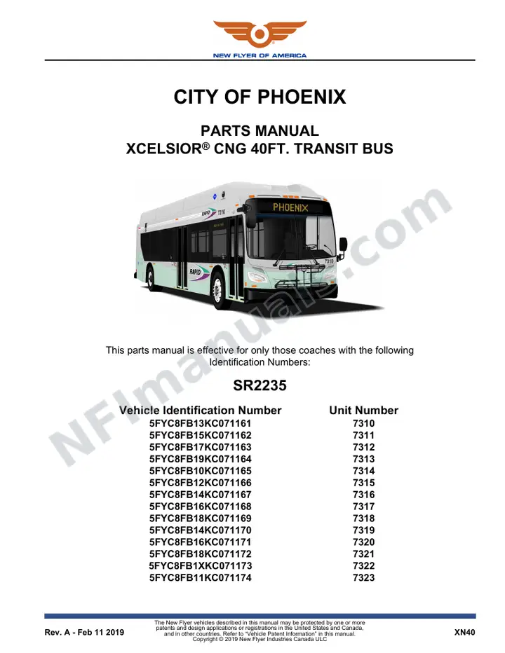 SR2235 Parts Manual, City of Phoenix first-page preview