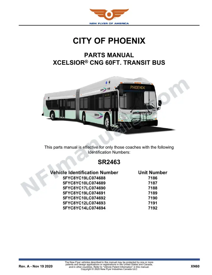 SR2463 Parts Manual, City of Phoenix first-page preview