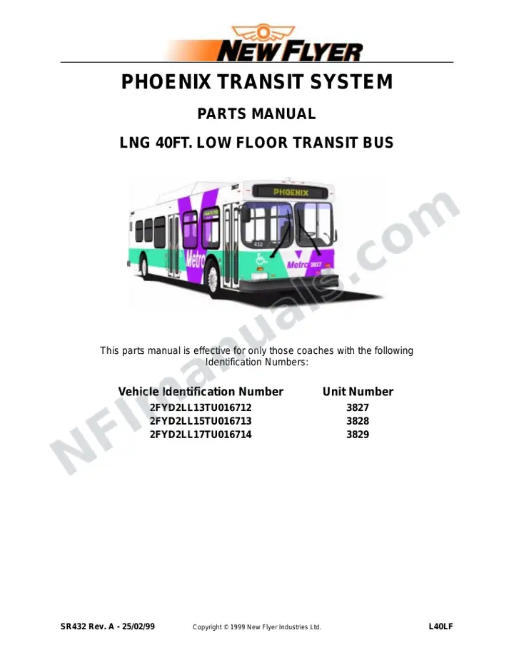SR432 Parts Manual, City of Phoenix first-page preview