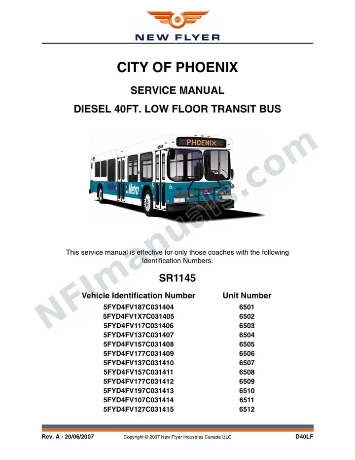 SR1145_1181 Service Manual, City of Phoenix first-page preview