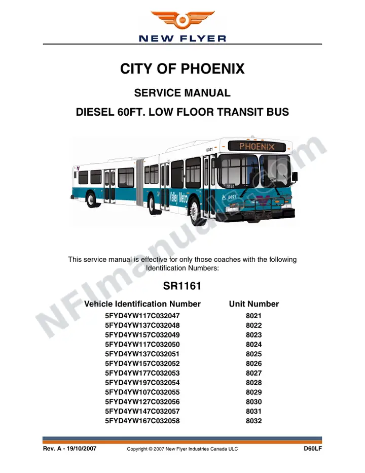 SR1161 Service Manual, City of Phoenix first-page preview